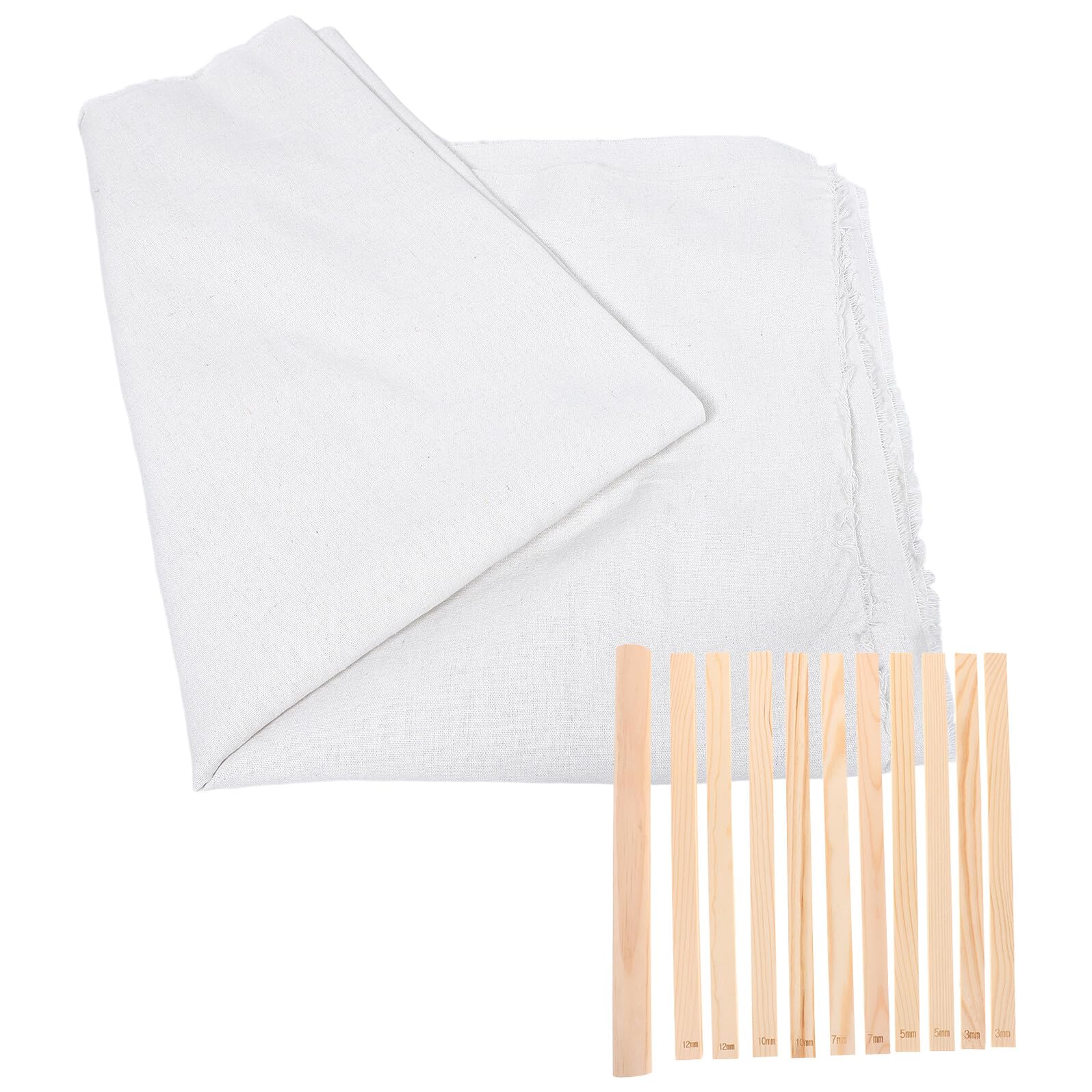 Adorainbow Ensemble D'outils pour Poterie en Bois Jauges de Profondeur 3-12mm et Tapis Absorbant en Lin, pour Modelage Précis et Sculpture DIY la Maison