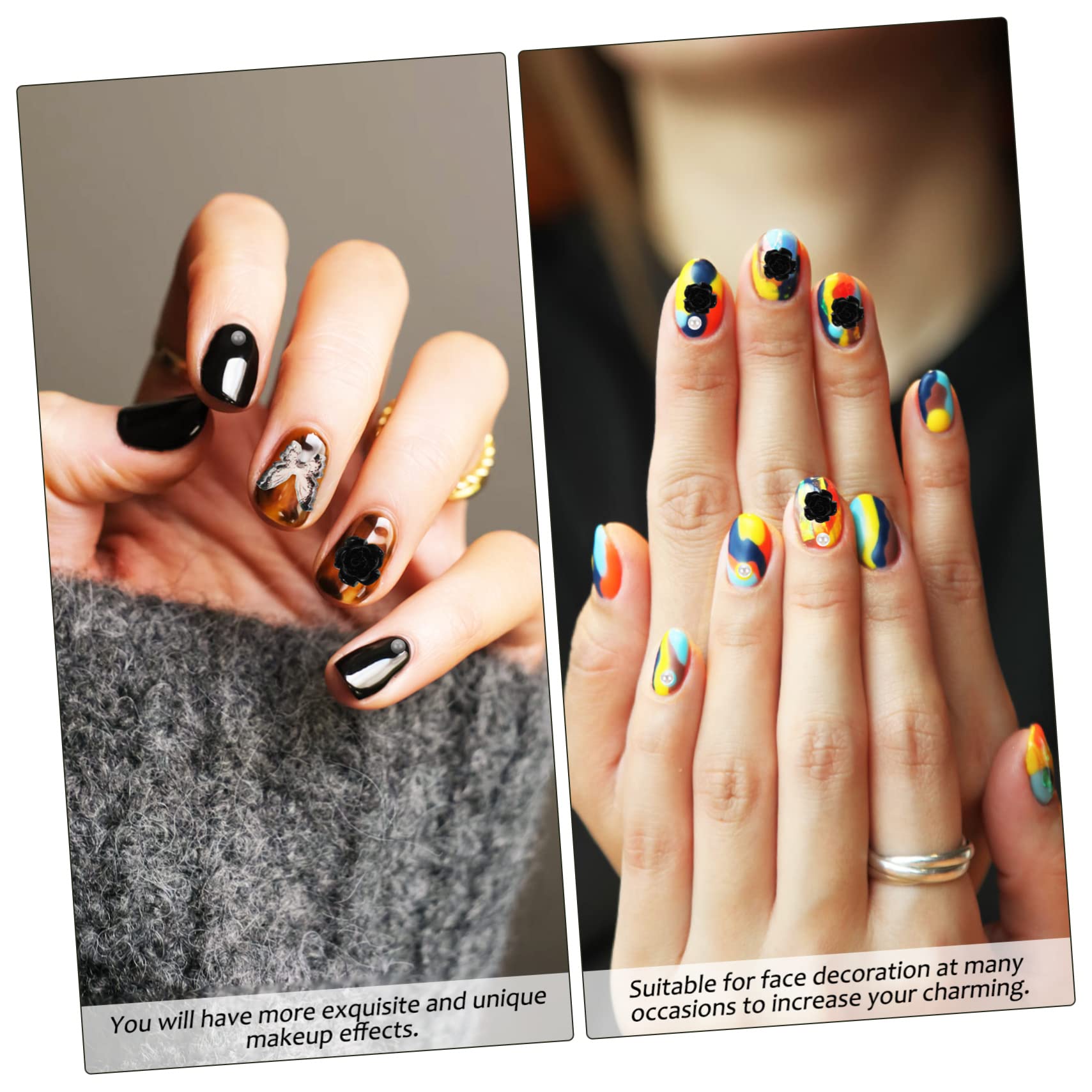 WOONEKY 20 Cajas Diamante De Uñas Oscuro Encantos De Uñas Decoraciones De Uñas Para Nail Art Accesorio De Bricolaje De Arte De Uñas Adornos De Del Arte De Uñas Clavos Resina
