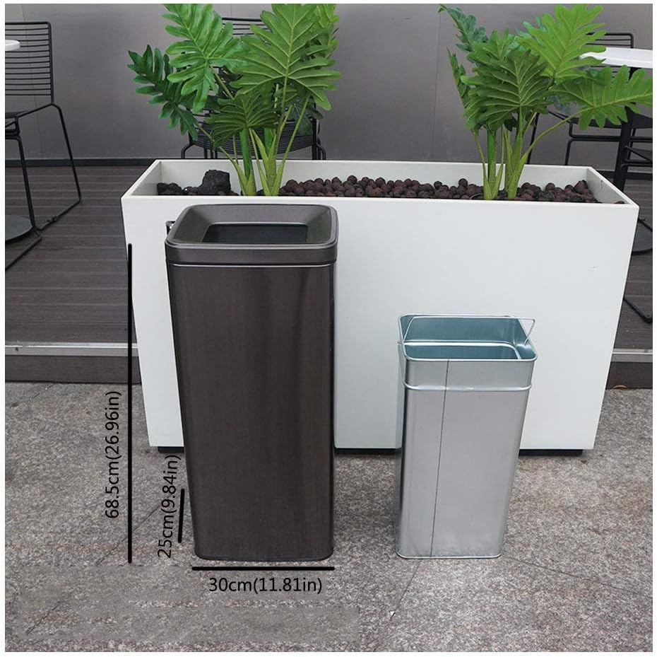 Waste Bins,Trash Can Ashtray Trash Can 12L Stainless Steel Trash Can Ashtray Trash Can Outdoor Indoor Ashtray Trash Can Without Lid Trash Can Commercial Garbage Can/E/a