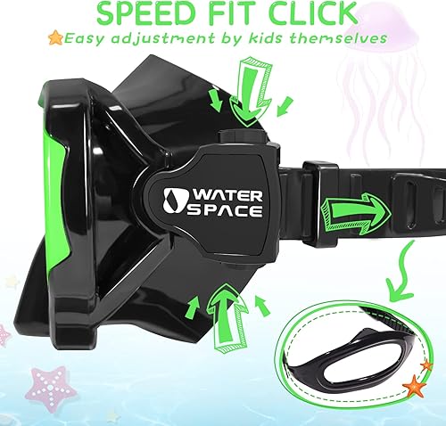 Miniatura 3 de Water Space Gafas de natación para niños con cubierta de nariz para niños y jóvenes de 3 a 15 años, lentes antiroturas con protección UV, sin fugas