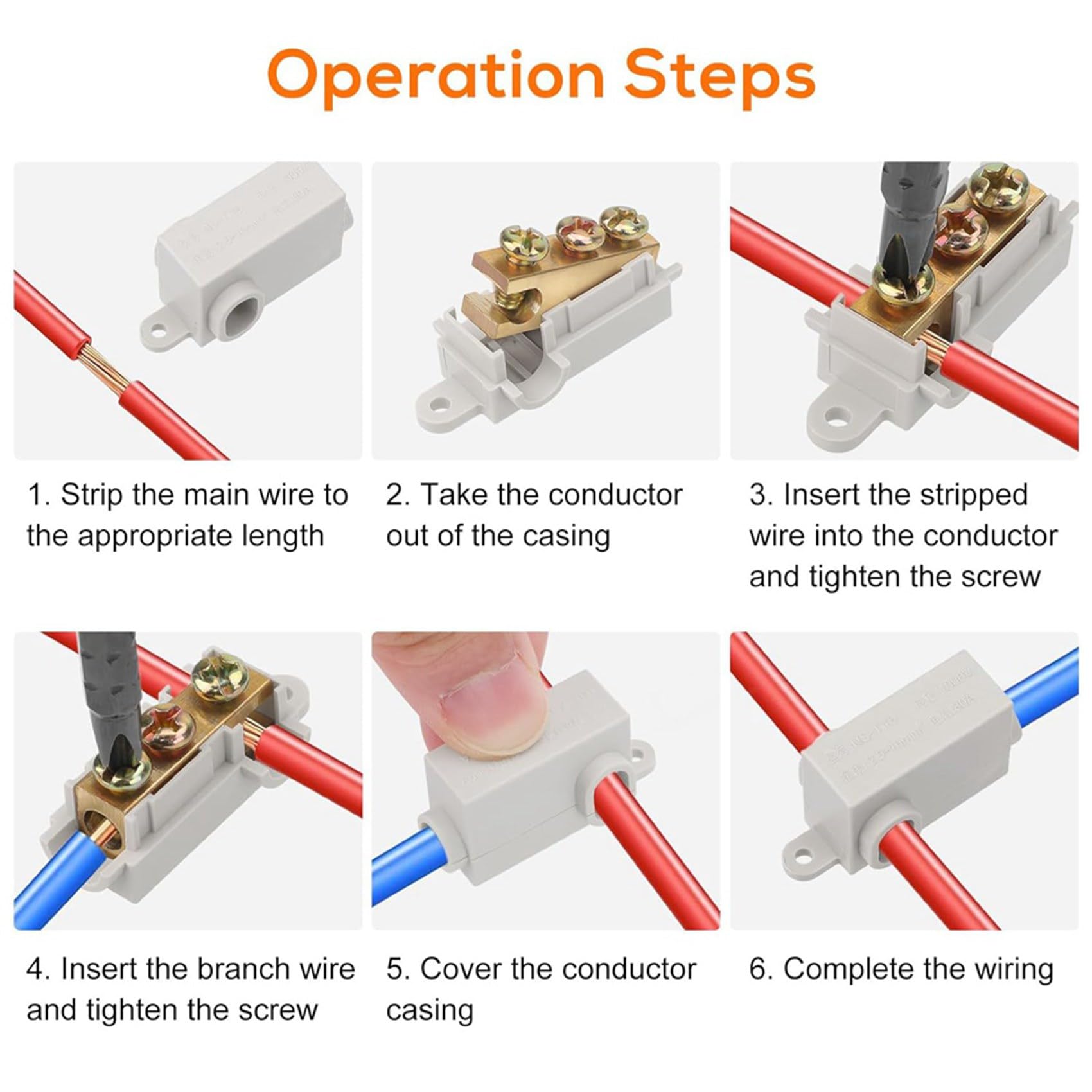Kit de 30 Tuercas para Conectores de Cables Tipo T de Calibre 6 AWG, Terminal de Conexión de Cableado Rápido de 80 A, Conector Rápido de Empalme