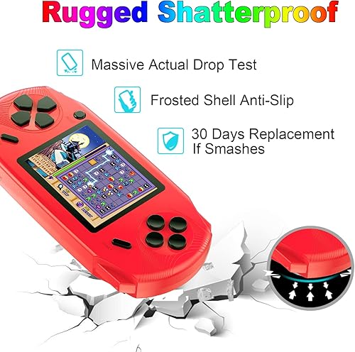 Miniatura 11 de Juegos de consola de mano de 16 bits para niños y adultos, pantalla grande de 3 pulgadas, precargada con 100 juegos clásicos en alta definición
