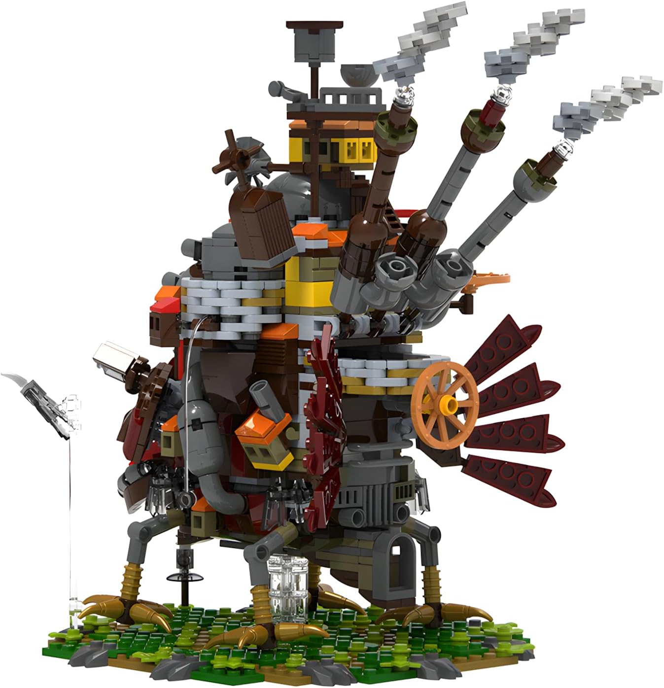 Magic Mobile Castle Building Set, Fire Spirit & Enchanted Bricks Toy for Japanese Anime Enthusiasts, Compatible with Major Brand, Collectible Model for Anime Fans 2025 Dark Brown Castle with Manual