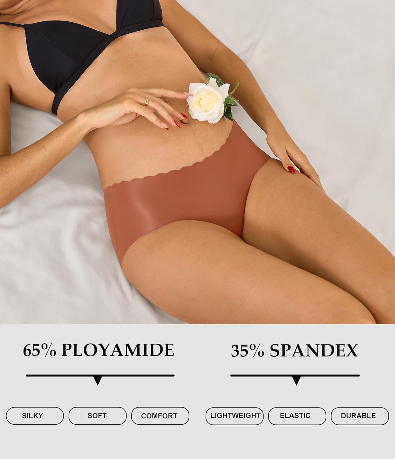 ANLIQI Seamless Underwear for Women No Show Hipster Panties Pack Wave Edge Bikini Silky Soft Full Coverage Invisibles Briefs - Image 3