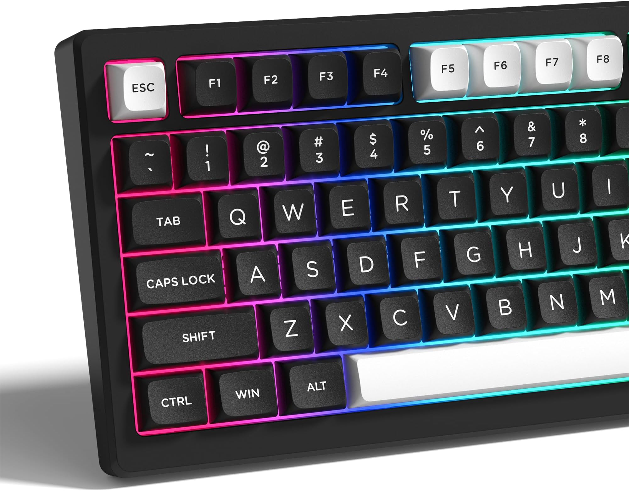 PBT Keycaps, Black and White, Custom Mechanical Keyboard Caps, 189 Keys, Double Shot ISA Profile, USB, Gaming