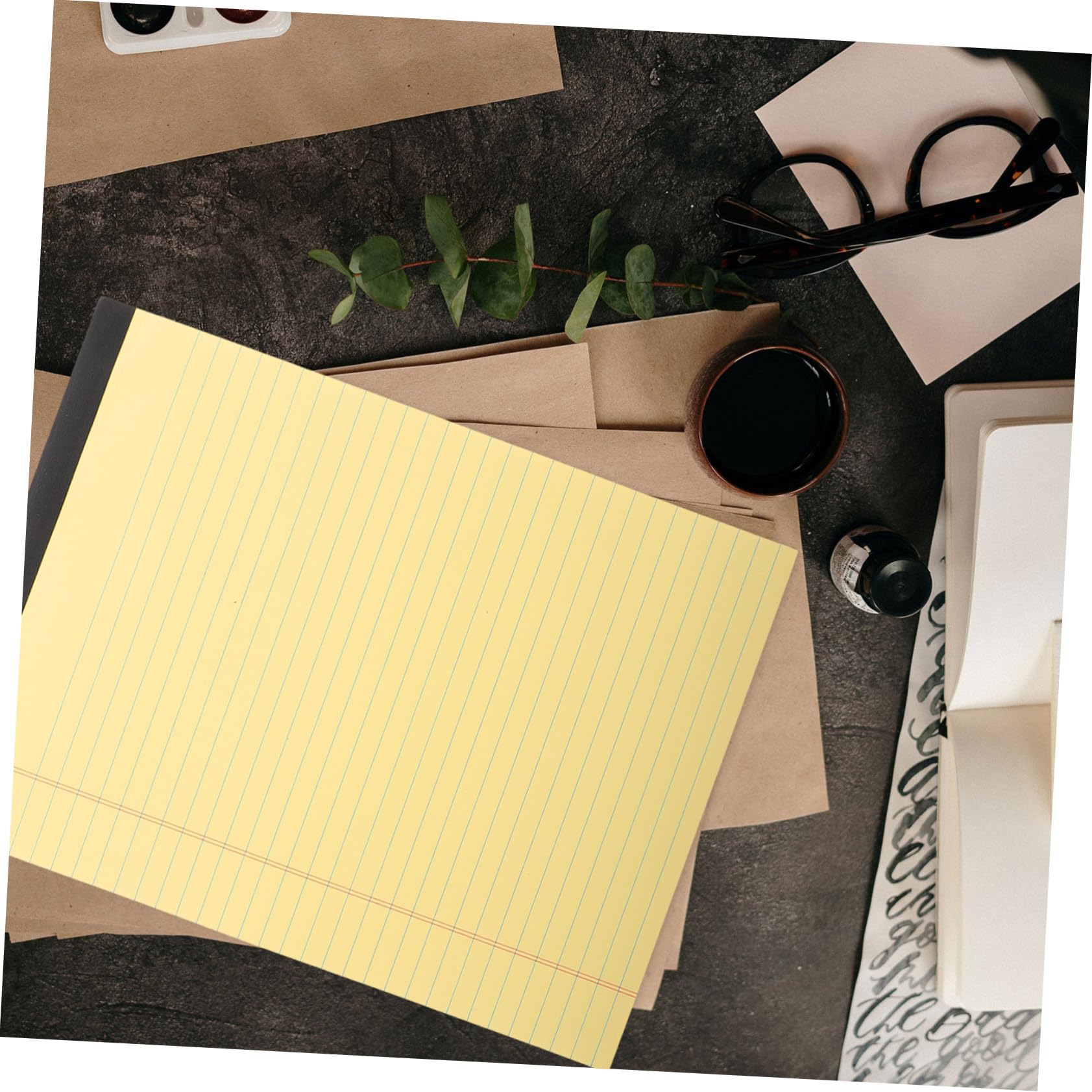 Blocco Note A4 Giallo 6 Pezzi con Layout a Sezioni e Righe | Carta in Pasta di Legno, per Registri di Lavoro e Uso Quotidiano, Formato 214x295mm