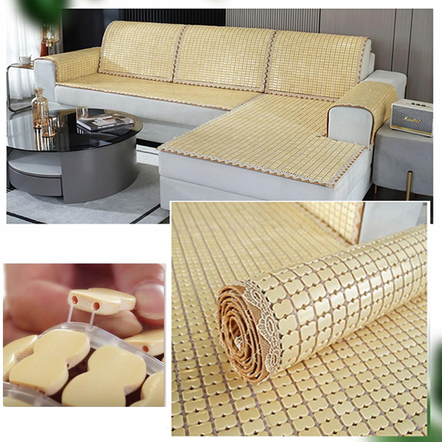 NIANXINN Matelas de Couchage Rafraîchissant D'été,Tapis de Lit en Bambou Antidérapant,Natte en Bambou Mahjong,Coussins de Siège en Bambou pour Chaise de Bureau,Lisse sans Bavures (90x190cm)
