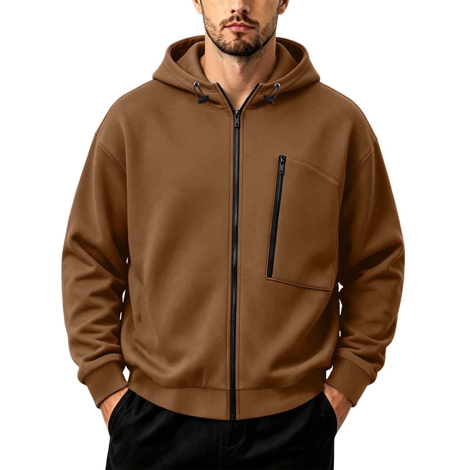 Sweatjacke Herren Mit Kapuze Sweatshirt Dünne Hoodie Oversize Pullover Mit Reissverschluss Kapuzenjacke Lässige Streetwear Herrenpullover Fashion Elegant Kapuazenpulli Freizeit Einfarbige Hoody S-XXL