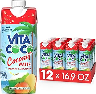 Vita Coco Coconut Water, Peach & Mango - Naturally Hydrating Electrolyte...