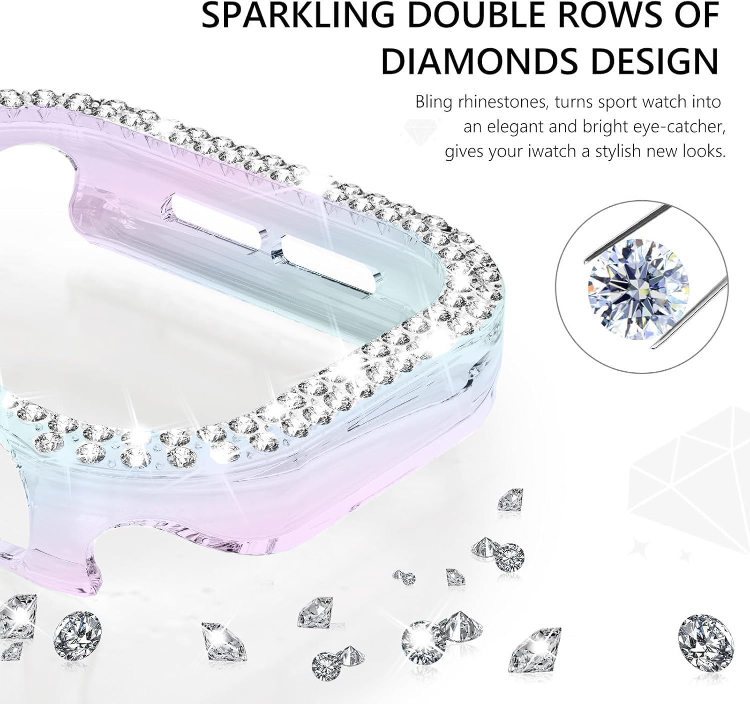 DEALELE [11-Pack] Case Compatible with Apple Watch Series 11/10 (42mm), Bling Double-Row Rhinestone Diamond Protective Case Replacement Protector Cover (42mm, 11 Colors)