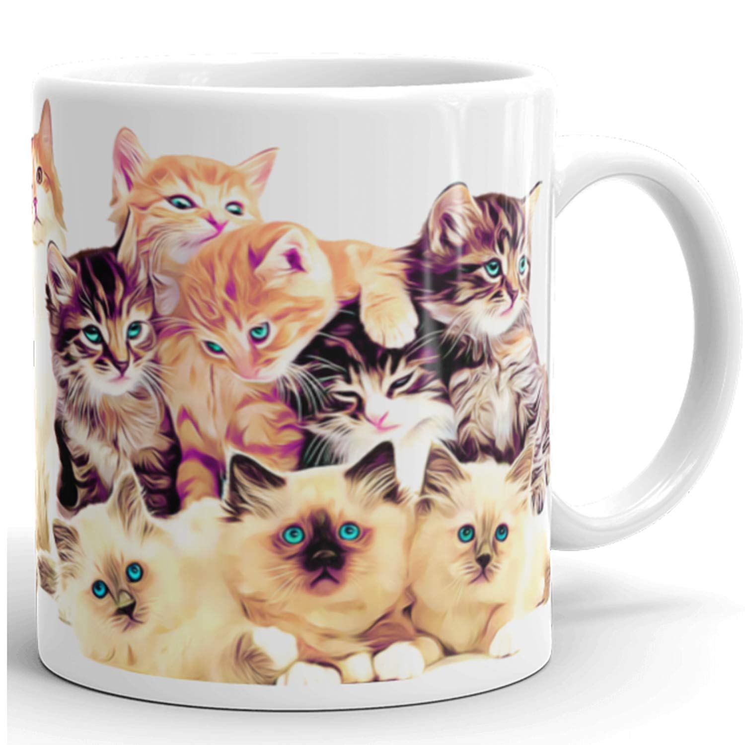 Cute Ceramic Cat Mug Gift - Coffee Mug Gifts - Great Novelty Gift for Cat Lover Kitty, Mom, Dad, Boss, Co-Worker and Friends - 11 Fl. Oz White