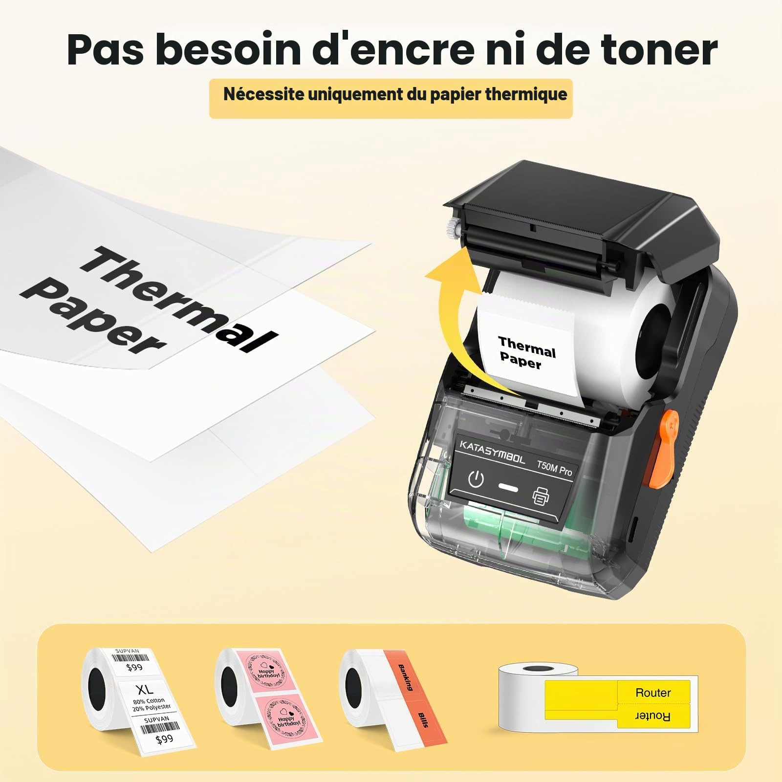 SUPVAN T50M Pro Étiqueteuse avec Larges Étiquettes Étanches
