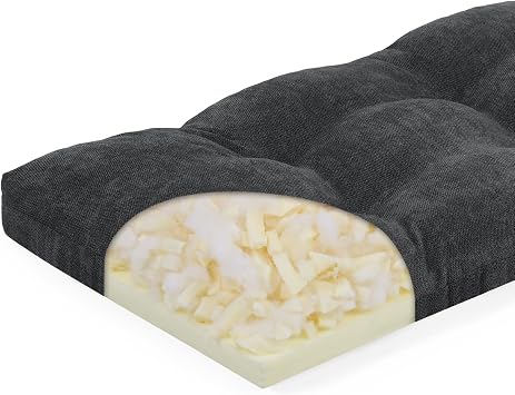 baibu 40 Inch Memory Foam Bench Cushion, Dual-Layer Patent Design Non-Slip Indoor Bench Cushion with Ties, 40x15x3Inch, Black
