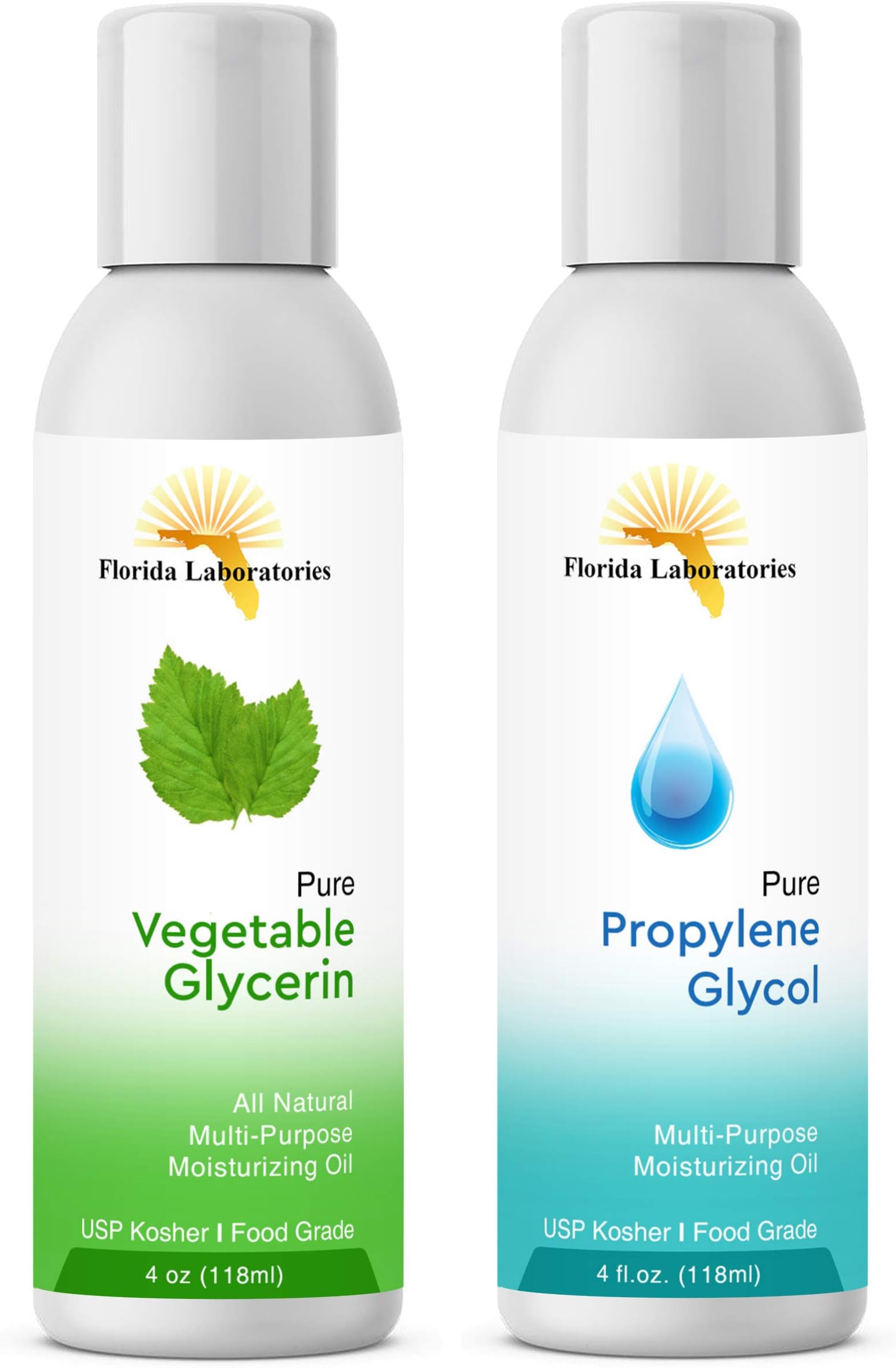 2-4oz Vegetable Glycerine & Propylene Glycol USP Kosher VG PG 99.9% Pure Food Grade