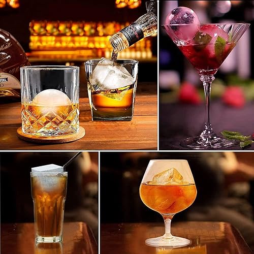 Miniatura 9 de Molde de bola de hielo para whisky, paquete de 2 moldes de silicona para hacer bolas de hielo con cubierta individual, fácil de llenar y liberar,