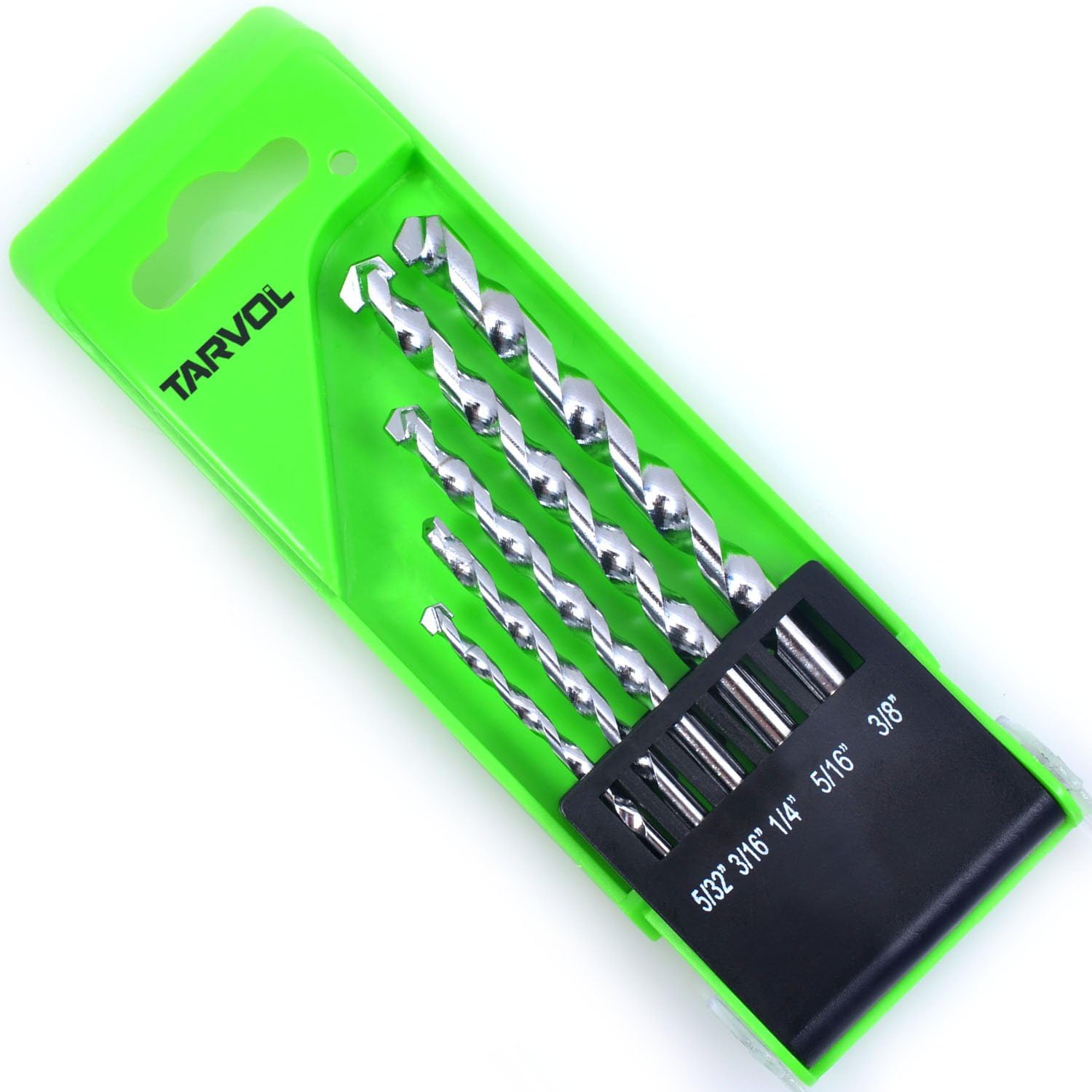 5 Piece Masonry Drill Bit Set (CARBIDE STEEL STRENGTH) Chrome Plated - Durable Storage Case -Drills Through Concrete, Tile, Brick, Plastic, Wood, Metal, & More!