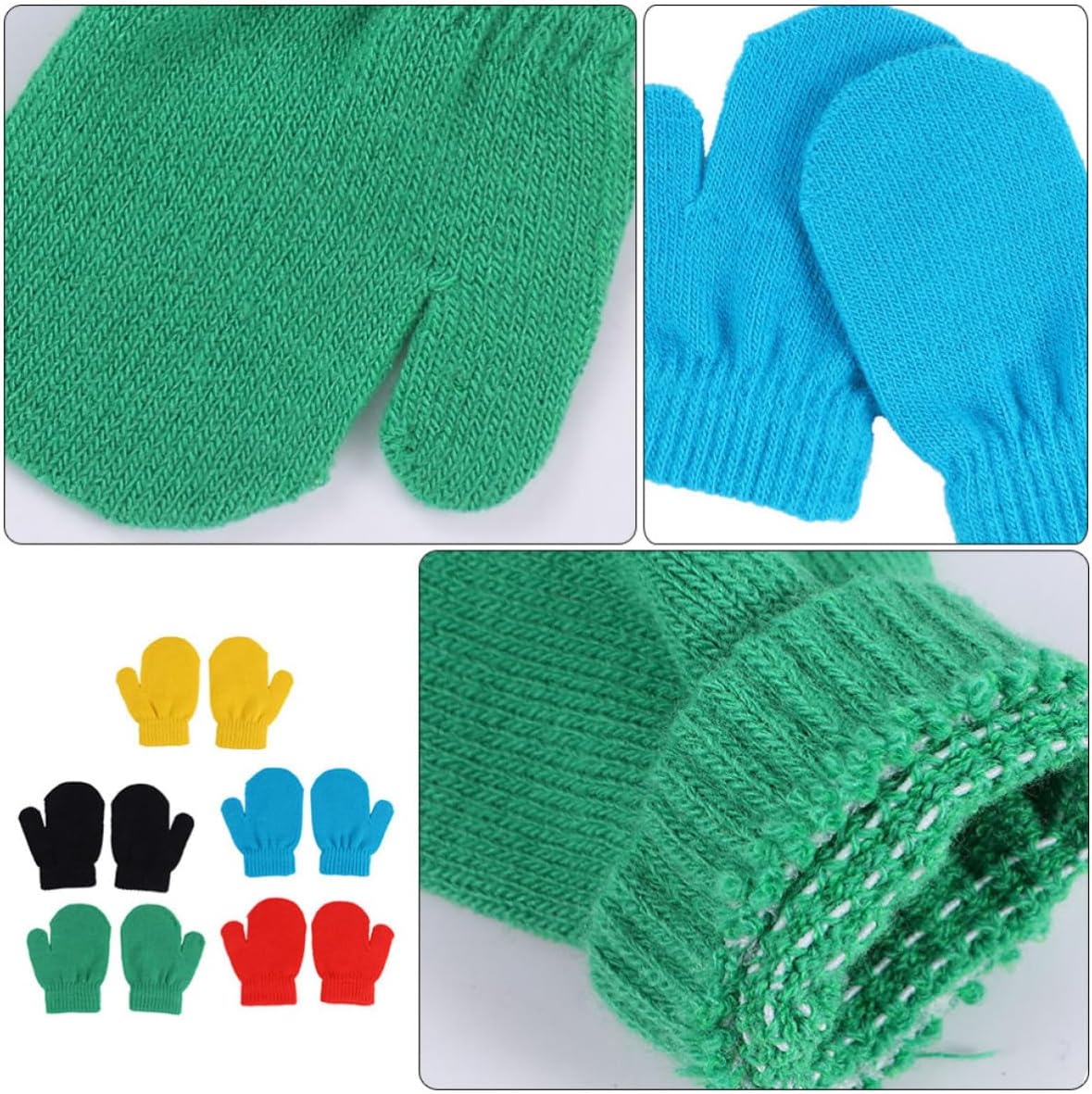 Hemoton Xmas Boy Girl Full Finger Gloves 5 Pairs Acrylic Knitted Warm