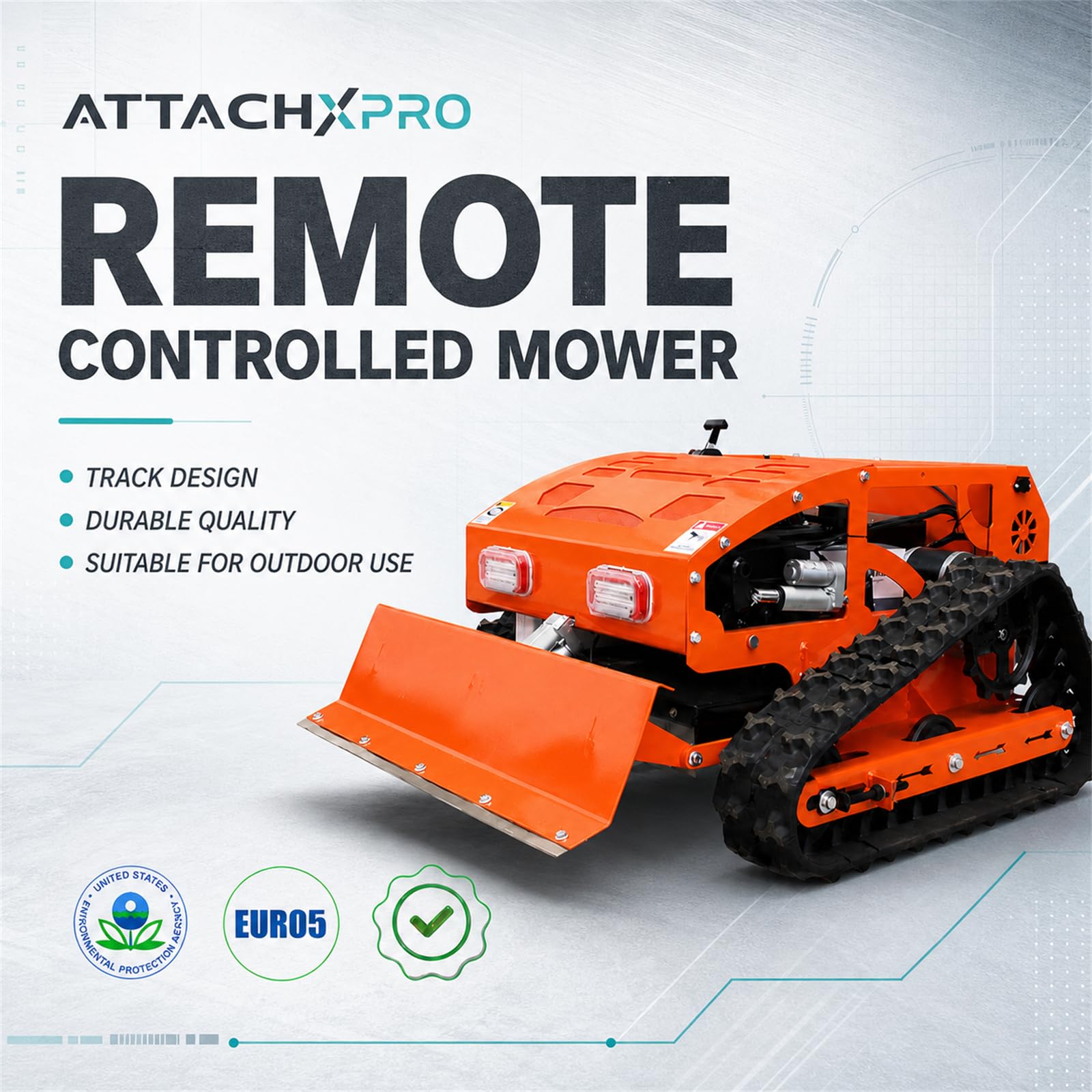 Cortacésped con control remoto de 21.6 pulgadas con potencia híbrida de gas y electricidad de 9 HP, alcance de 600 m, altura de corte ajustable para patio
