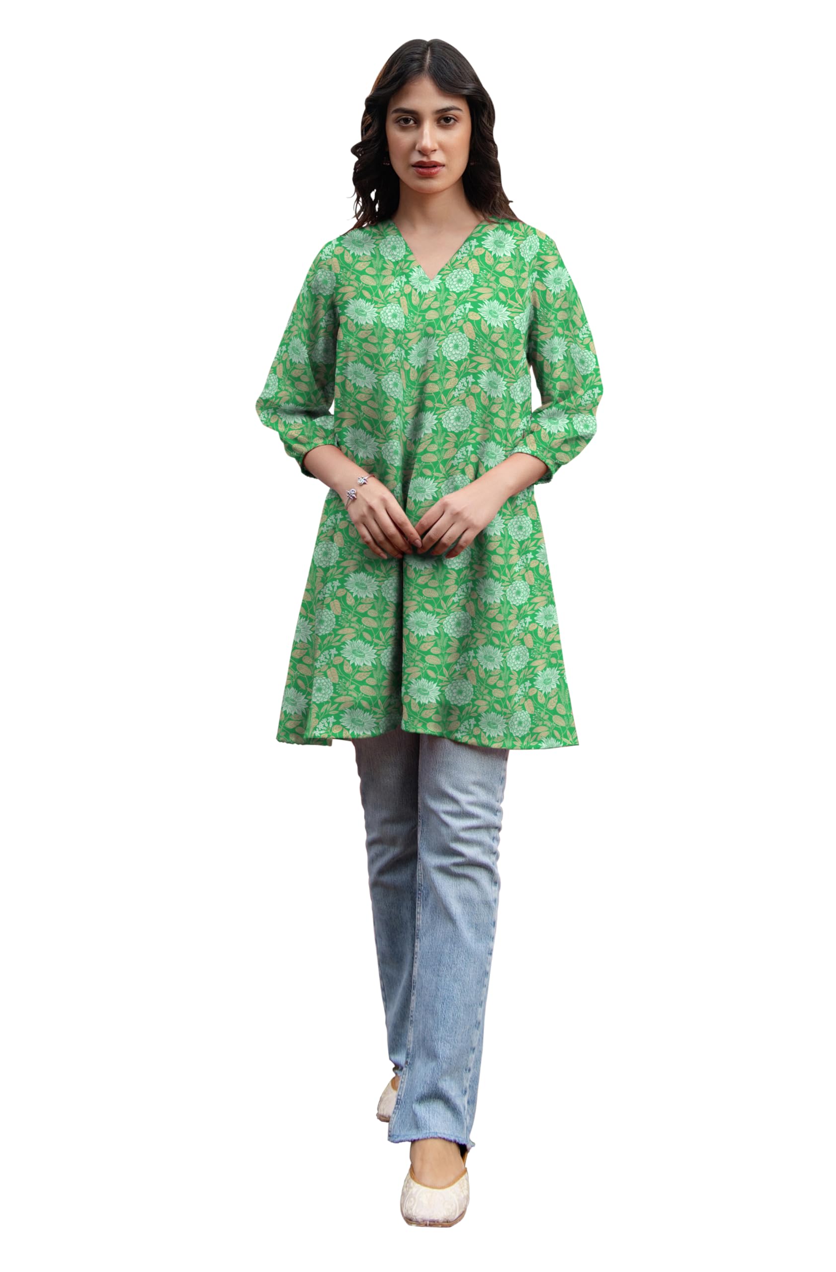Janasya Women's Georgette Floral Regular Tunic product image 7