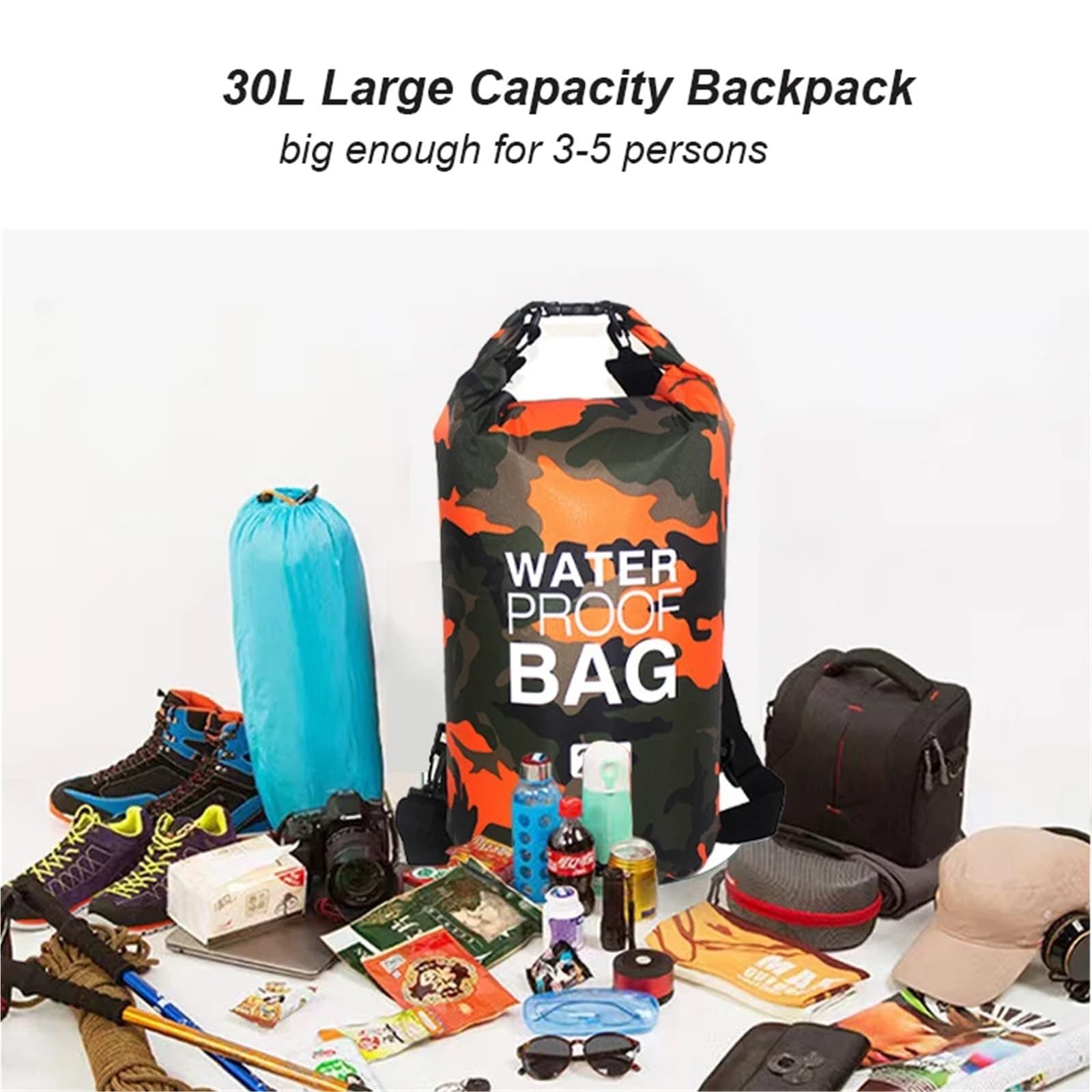 Borsa Nuoto Borsa impermeabile asciutta per esterni Borsa asciutta Sacco impermeabile galleggiante Borse per attrezzi asciutti per nautica Pesca Rafting Nuoto(Clear)