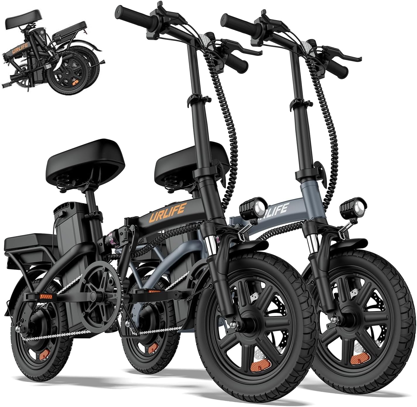URLIFE Folding Electric Bike for Adults, 14" Portable ebikes, 20-40 Mile Long Range Commuter Bike, 500W Peak Motor, 20MPH, UL 2849 Mini Bikes for Teens
