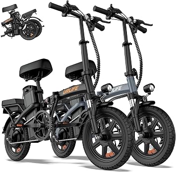 URLIFE Folding Electric Bike for Adults, 14" Portable ebikes, 20-40 Mile Long Range Commuter Bike, 500W Peak Motor, 20MPH, UL 2849 Mini Bikes for Teens