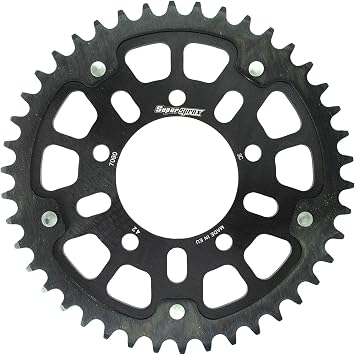 Supersprox Driven Sprocket, Rear Stealth STEALTH Aluminum & Steel 42T Black RST-709042-BLK Compatible with aftermarket wheels MARCHESINI TYPE-A, OZ, BST, ROTOBOX, ENKEI
