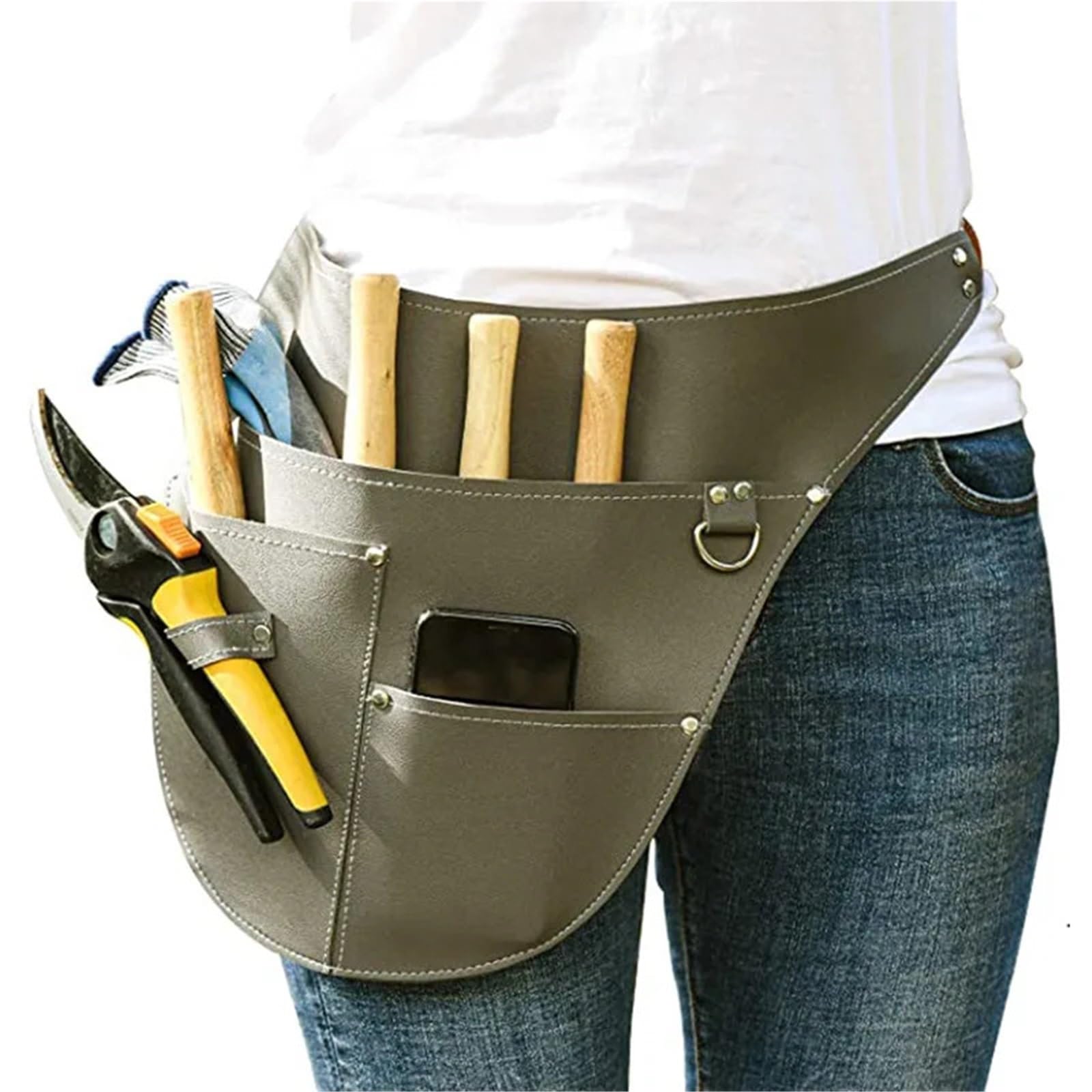 Cinturon Herramientas Delantal for herramientas ajustable con múltiples bolsillos de PU