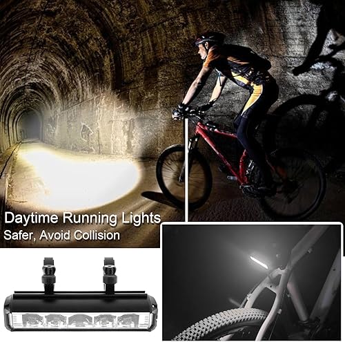 Miniatura 5 de Luz de bicicleta de 5600 lúmenes, 10000 mAh USB-C, luces de bicicleta recargables con cargador de energía, 5 luces LED IPX5 impermeables para