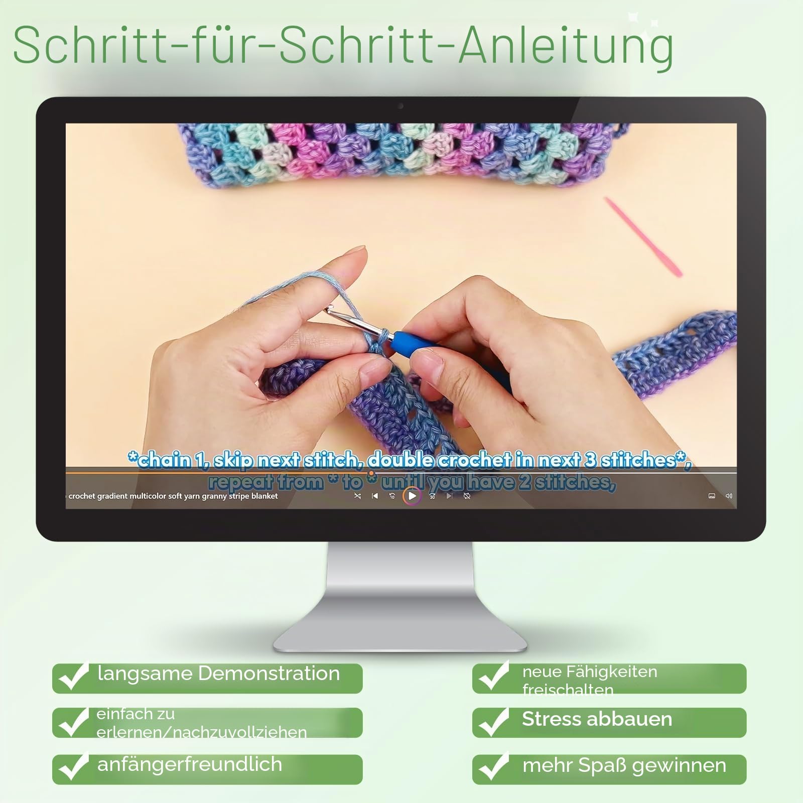 Aeelike Häkelset für Anfänger, Crochet Set Decke Erwachsene