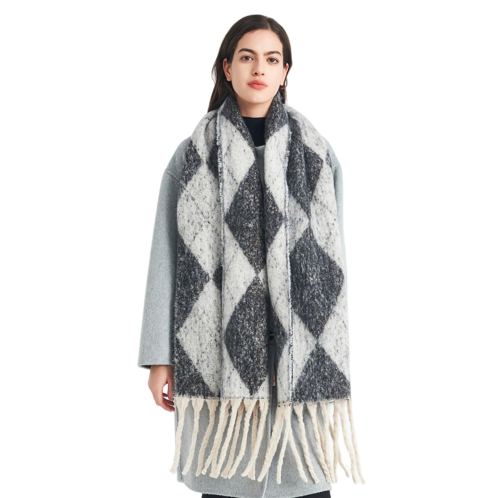 Foulard Donna Scaldacollo Da Caldo E Alla Moda Con Nappa Jacquard Per L'autunno Inverno