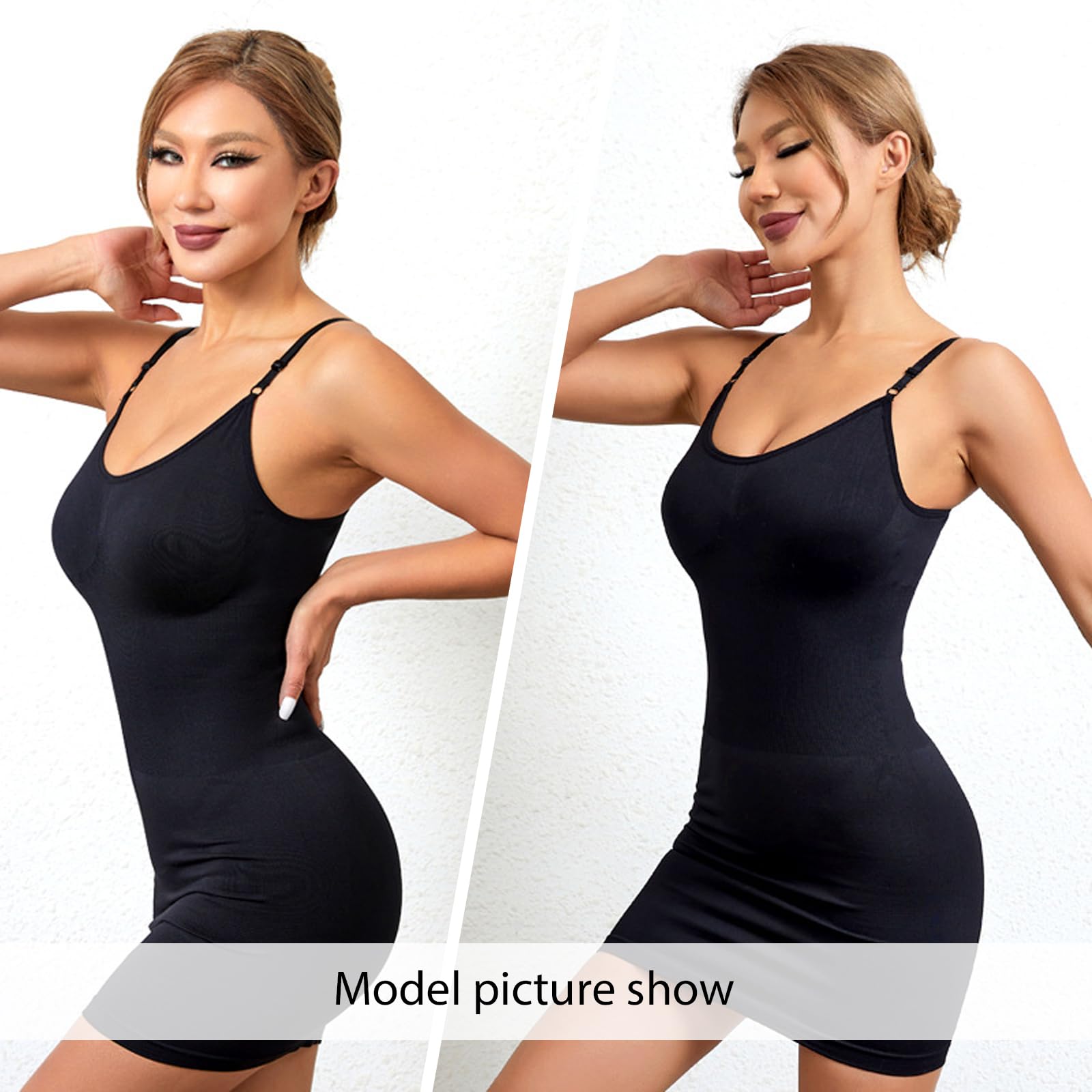 Damen Miederkleid Bauchweg Formend Unterkleid Shapewear Minikleid Tummy Control Shaping Full Silps Nahtlose Bodycon Spaghettiträger-Kleid Ärmellos Figurformende Unter Kleide