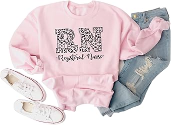GXVUIS Registered Nurse Sweatshirt for Women Leopard Print