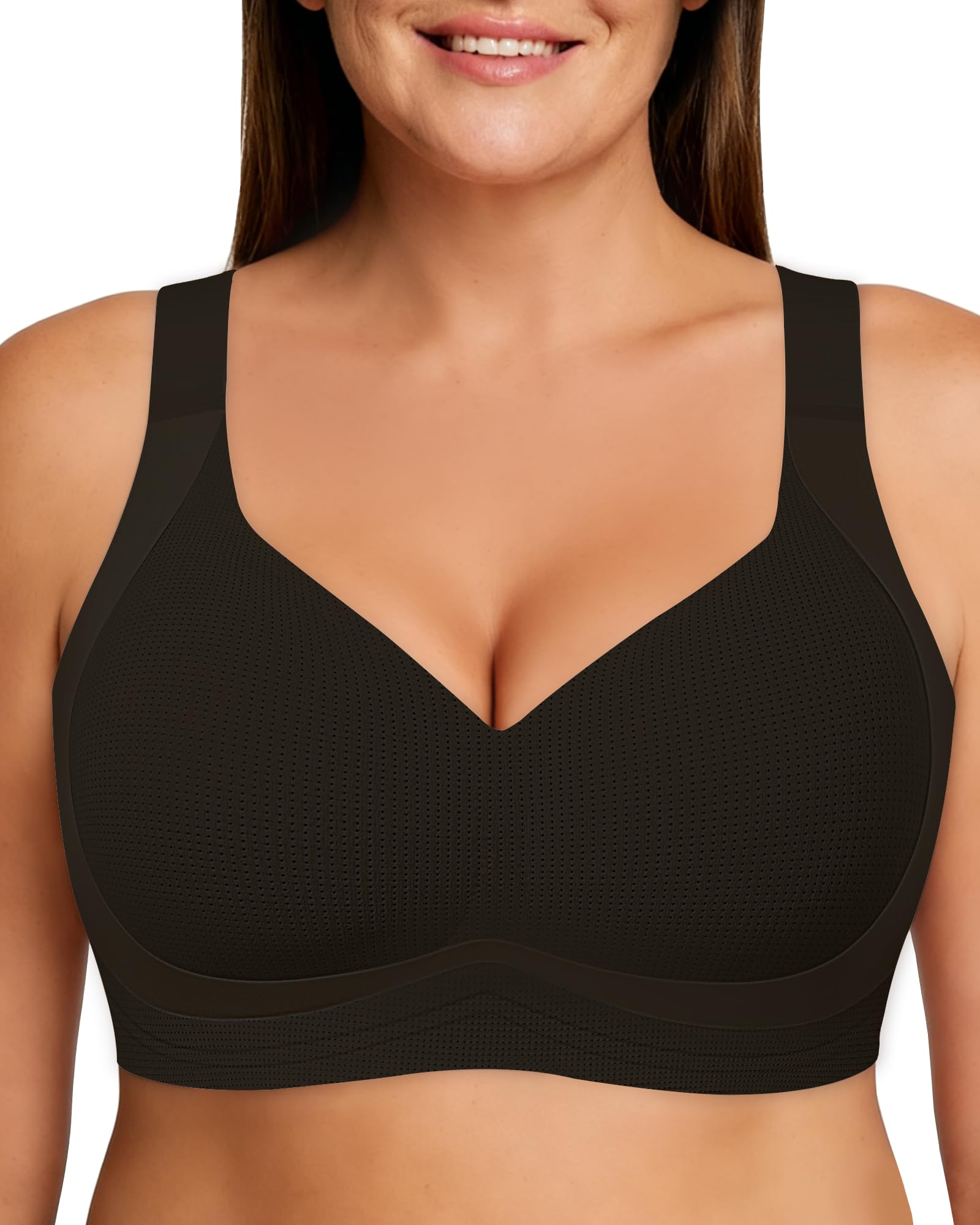 As Fairy Damen Ohne Bügel Nahtlose Komfort Minimizer BH für Große Brüste | Atmungsaktiver Luftloch-Stoff, Bequem Seamless Breiten Trägern, Volle Abdeckung Bralette, 5 Reihen 4 Knöpfe
