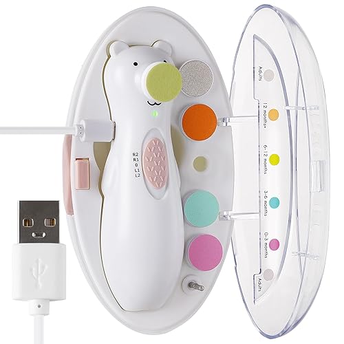 haakaa Happii Bear Baby Nail File Electric Nail Trimmer with LED Light, Rechargeable Baby Nail Clippers for NewbornInfantAdults Toes and disponible en Yaxa Colombia
