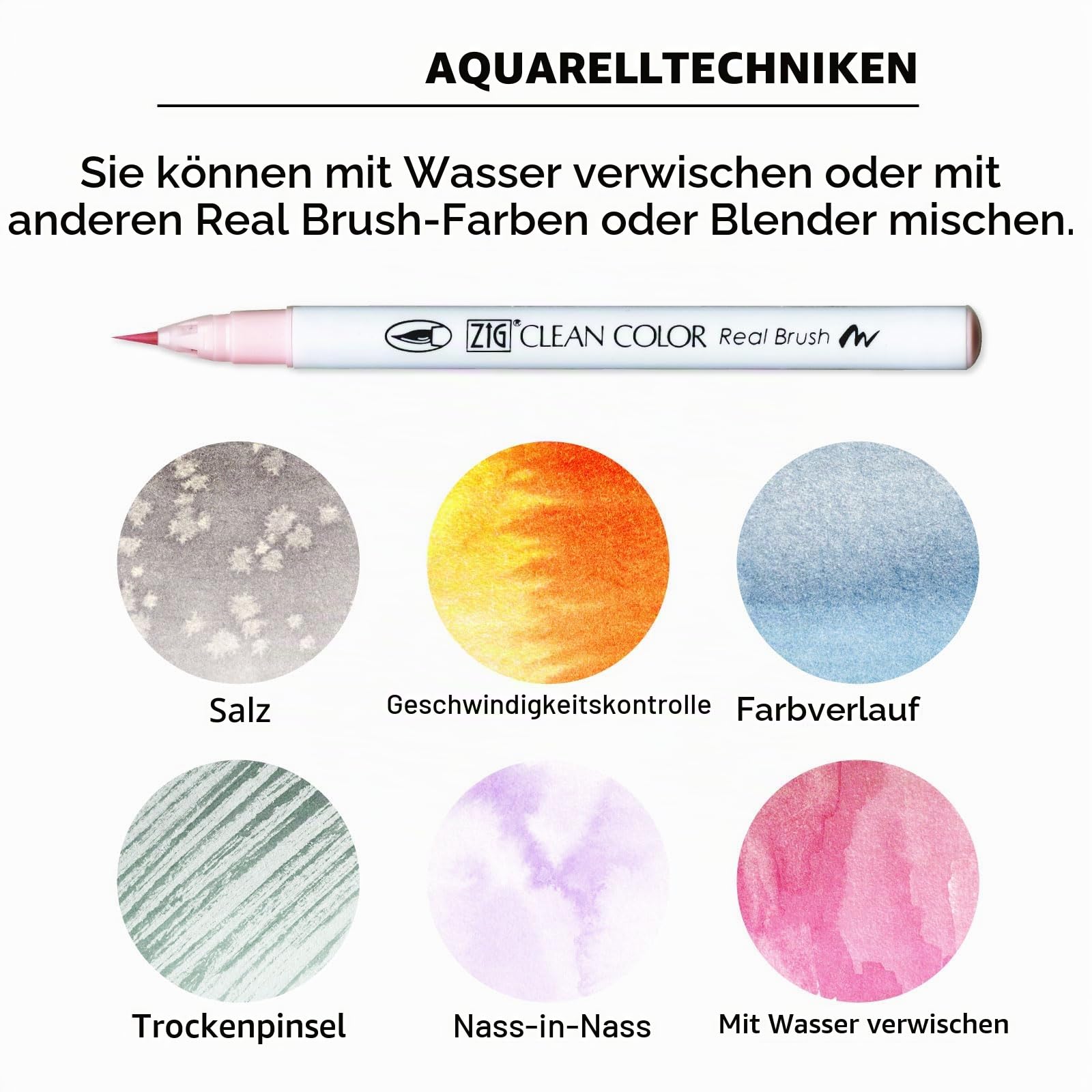 Kuretake Kuretake Zig Clean Color Real Brush 90-Farben-Set, AP-zertifiziert, flexible Pinselspitze, professionelle Qualität, geruchlos, Xylol-frei, einfach zu erstellende schmale und breite Linien, he