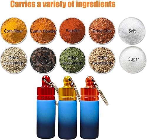Miniatura 2 de 3-Pack Mini Spice Jars with O-Ring Seal - Waterproof Glass Spice Containers, Compact Pocket Storage Boxes for Kitchen, Travel, Office & Key