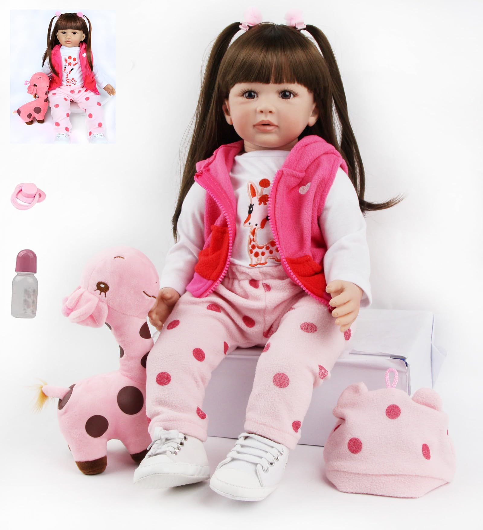 HUYRP 24 Inch/60cm Realistic Reborn Baby Girl & Boy Dolls - Lifelike Toddler Dolls for Children's Gifts