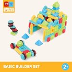 Battat Bristle Blocks Basic Builder Set, 112-Piece Building Blocks, Playset | Interlocking building blocks with soft bristles, assorted sizes and colors, plus 8 wheels for motion play, Playset, 2+ Years