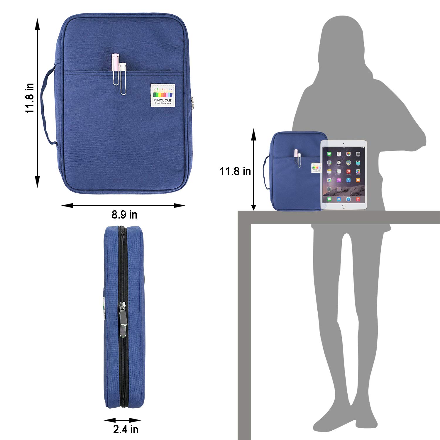 YOUSHARES 166 Slots Pencil Case 01, 166 Blau, 11.6 x 8.5 x 2.4 inches (29.5 x 21.5 x 6 cm), Reisen, Tabletts