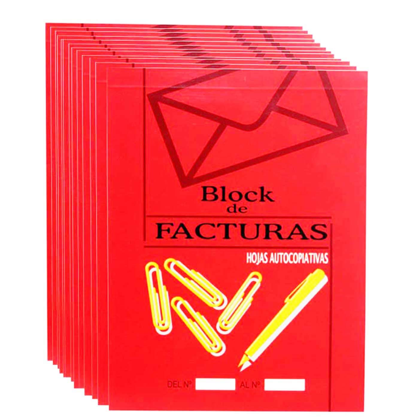 Pack de 12 blocs de facturas A5 de 24 Hojas con autocopiativas 1/2