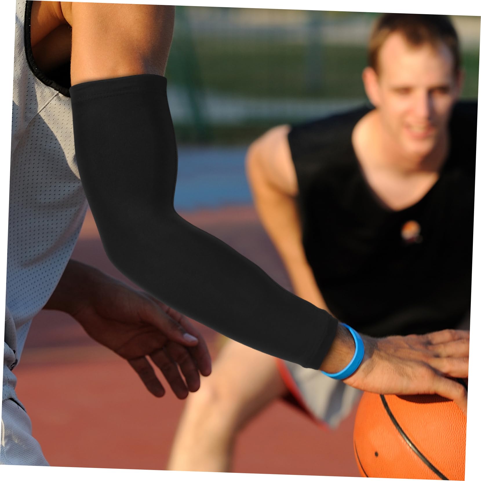 ibasenice Mangas de Brazo Transpirable Hombre Mujer Talla M Negro Protección Solar UV 2 Piezas Baloncesto Ciclismo