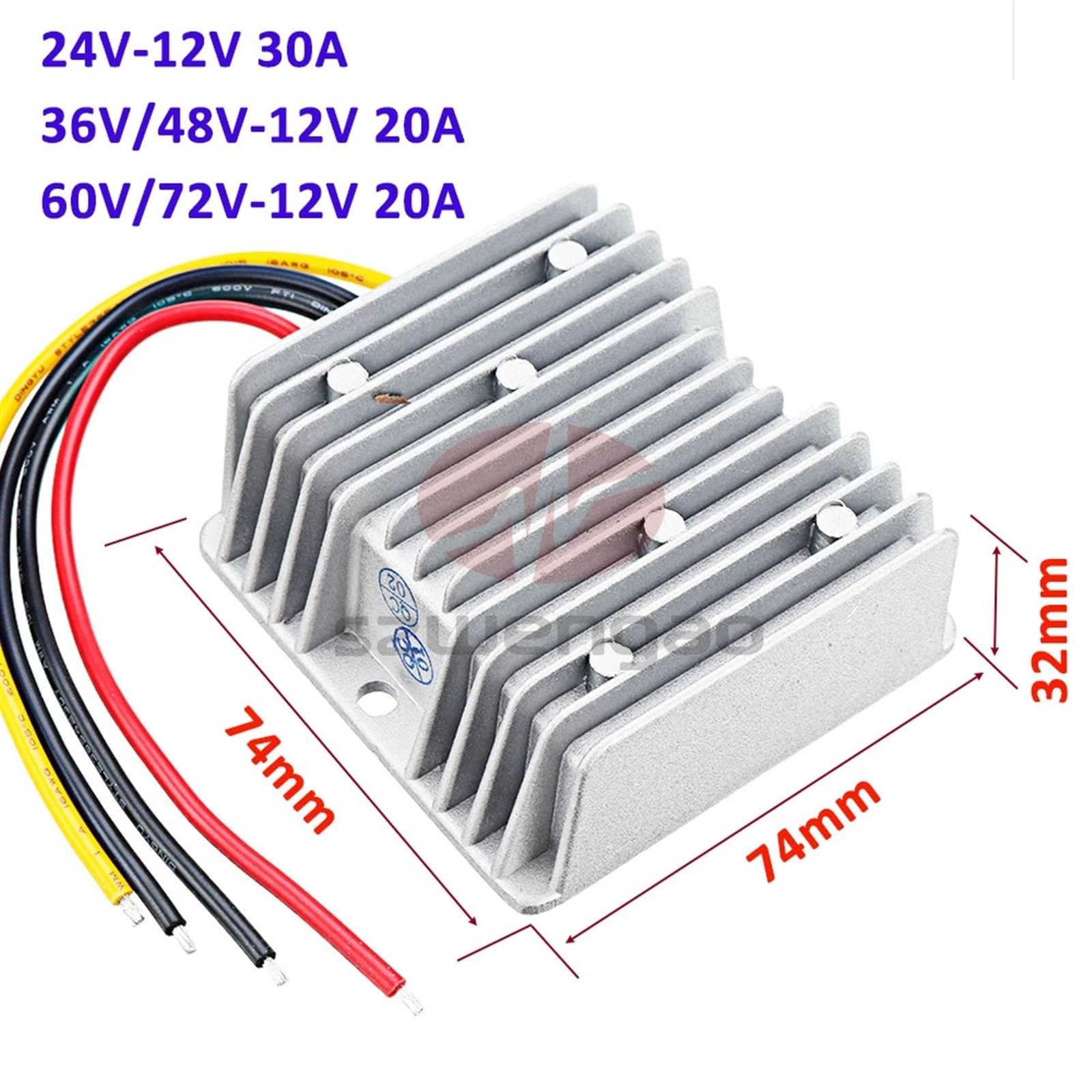 Konwerter napięcia obniżający napięcie 60V-12V 5A 10 A 20 A 24 V 36 V 48 V 60 V 72V do 12 V, regulator napięcia do wózka golfowego, ciężarówki, zasilania samochodu (24 V (18-36 V), 12 V 10 A)
