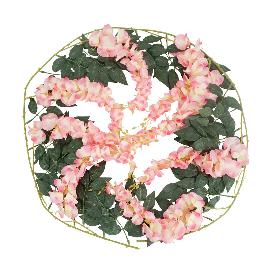 Künstliche Glyzinie aus Seide, Rattan, hängende Blumengirlande, Efeu, Pflanzen, für den Außenbereich, Hochzeit, Party, Zuhause, Garten, Wanddekoration, 4 Stück (rosa)
