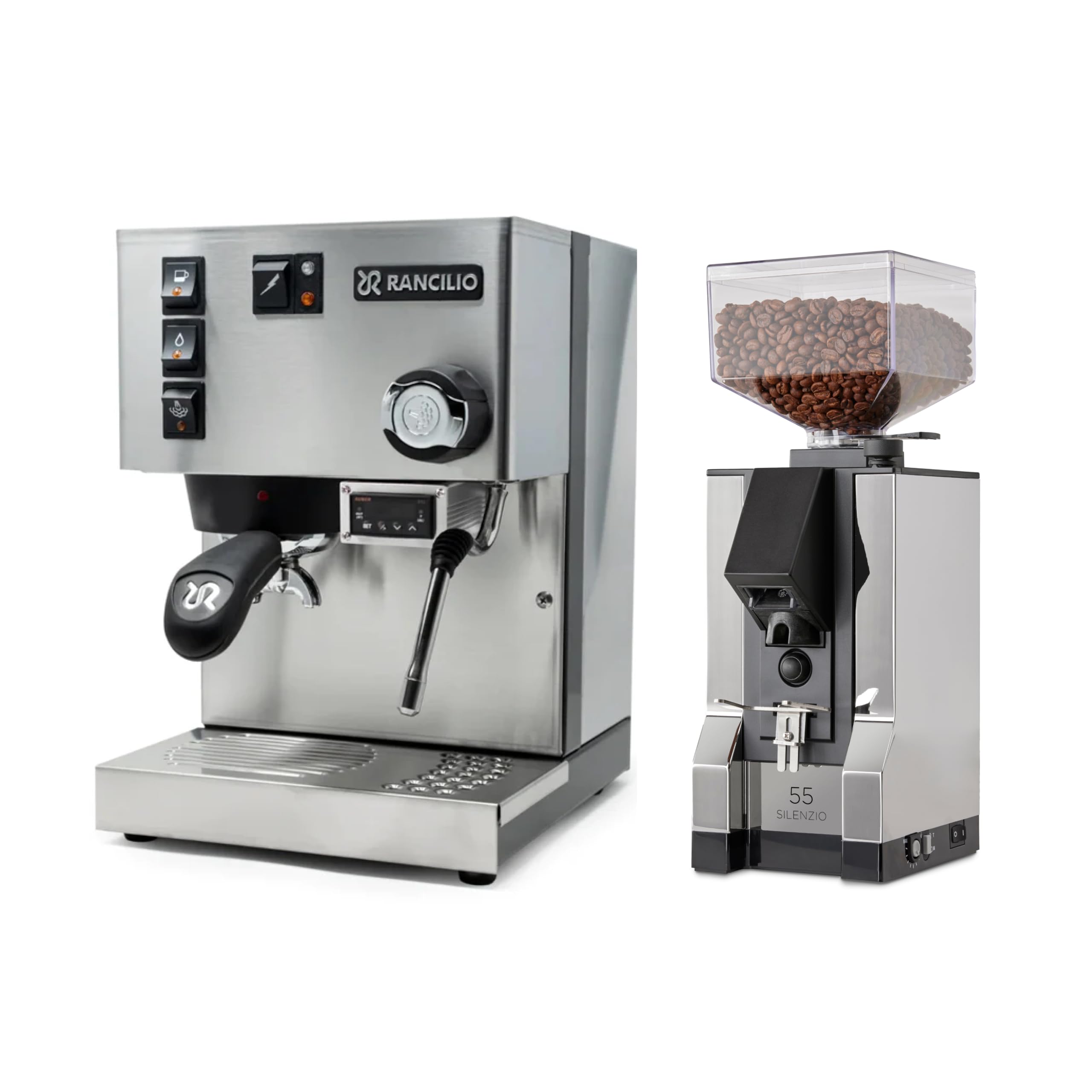 Silvia +PID Espresso Machine | Eureka Silenzio 55 Espresso Grinder Bundle (Stainless Steel)