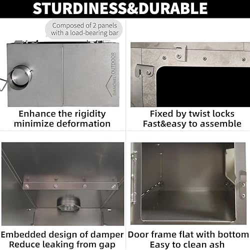 Miniatura 4 de DANCHEL OUTDOOR TSG - Estufa de tienda de campaña caliente, estufa de madera de titanio TA1 para mochileros, estufa de camping portátil plegable