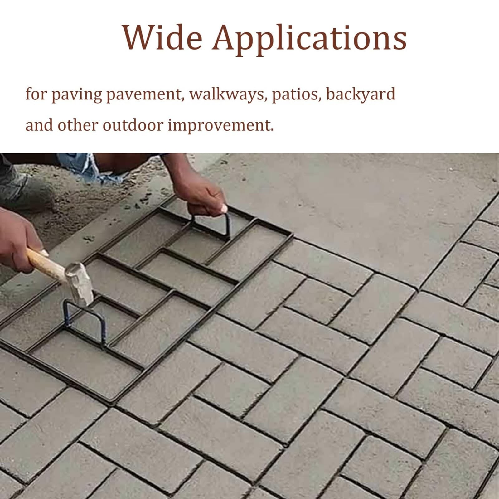 Forma do tworzenia ścieżek betonowych, kwadratowa forma do kostki brukowej na podjazd, materiał plastikowo-stalowy, narzędzie do układania kostki brukowej DIY, wielokrotnego użytku plastikowa forma