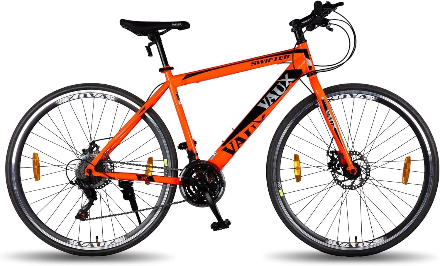 Vaux Swifter-Pro Hybrid Cycle for Men with Dual Disc Brake, 21 Speed Gear Cycle Steel Frame, Alloy Rims & 700Cx35 Thin Tyre Cycle, Bicycle for Adults Age Group 15+ Years