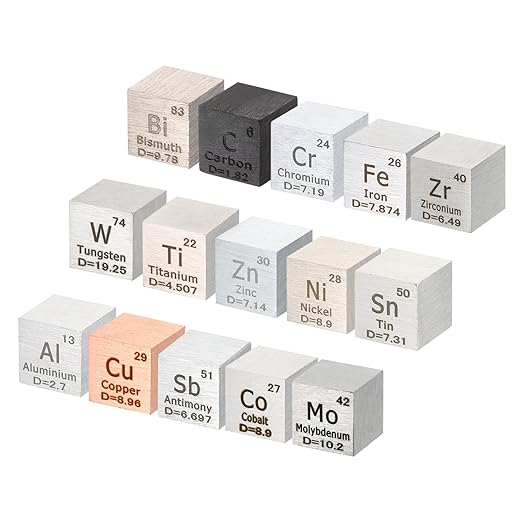 PATIKIL 15個 エレメントキューブ、10mm 密度キューブ 高密度エレメントキューブ ユニークなメタルキューブ 周期表 元素コレクション 実験室 実験 教師 科学クラス