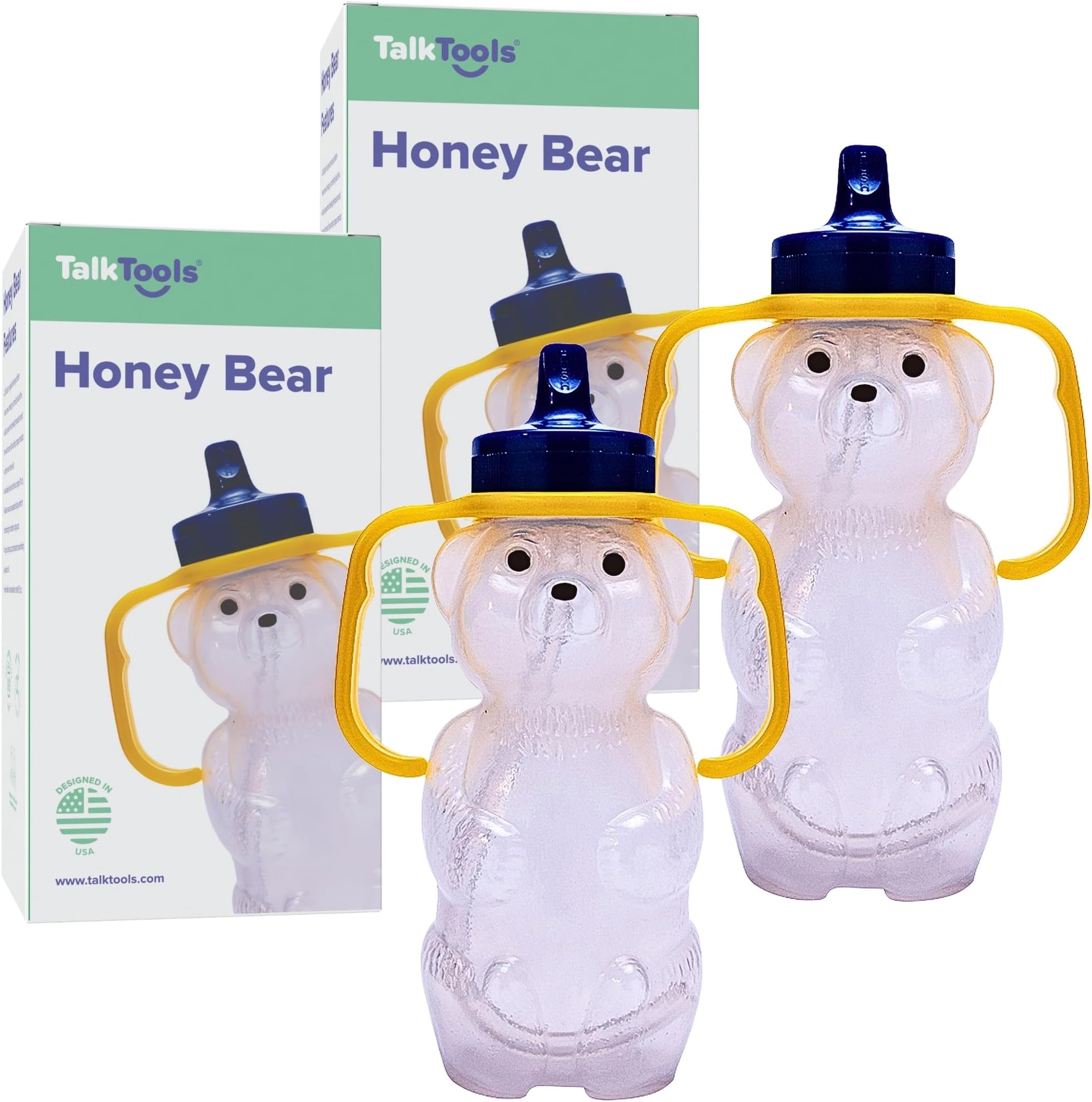 Honey Bear Straw Cup with Handle, 7oz – Soft Straw Trainer for Babies & Toddlers 4+ Months – Easy-Grip, Dishwasher Safe (2pack)